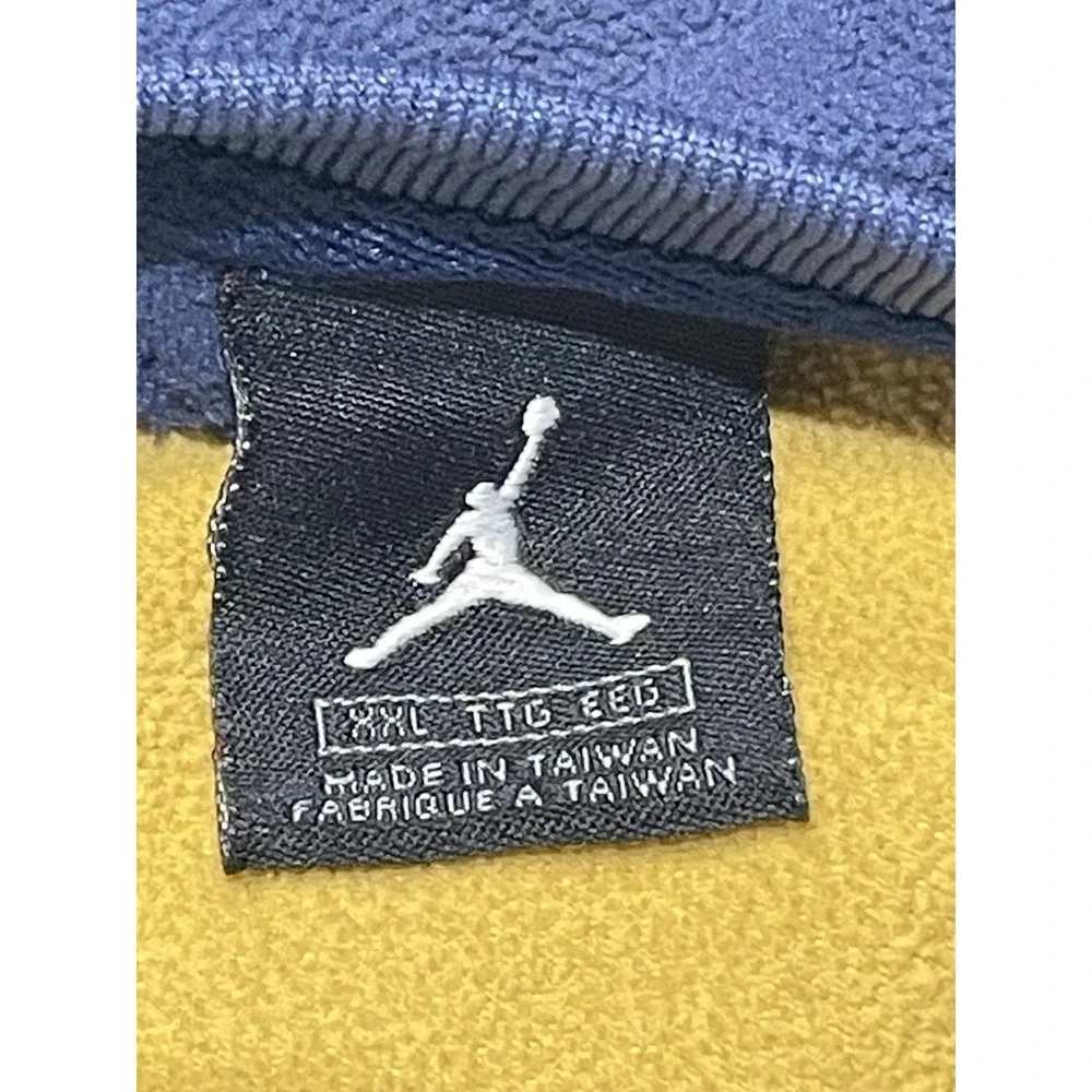 Vtg‎ Nike Jordan Fleece Shirt Adult XXL Colorblock Henley Long Sleeve Blue Y2K